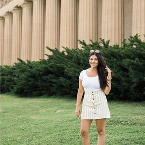 Old navy striped front button mini skirt